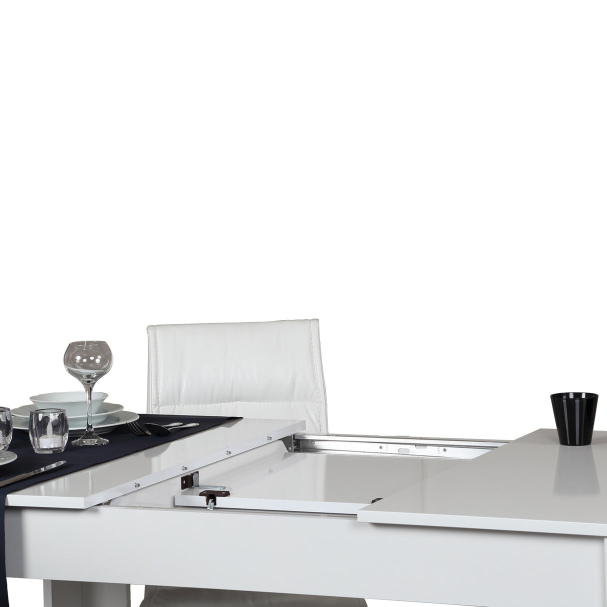 Masă dining extensibilă Oblo - Shiny White, Alb, 130x80x78 cm
