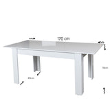 Masă dining extensibilă Oblo - Shiny White, Alb, 130x80x78 cm