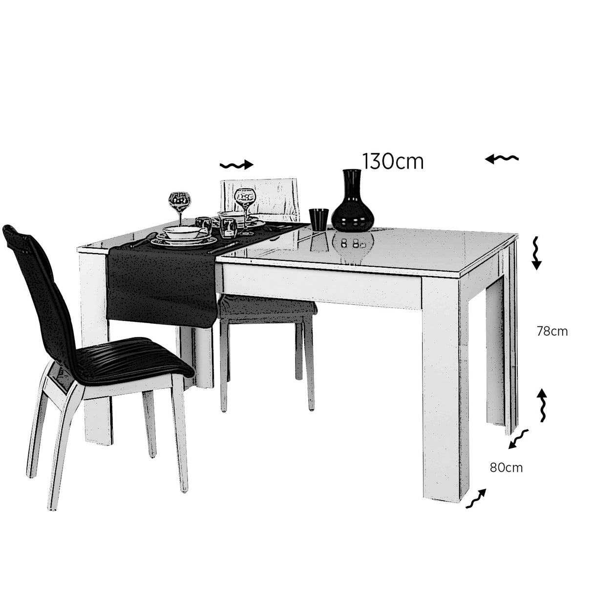 Masă dining extensibilă Oblo - Shiny White, Alb, 130x80x78 cm