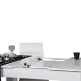 Masă dining extensibilă Bois - Shiny White, Alb, 78x90x150 cm