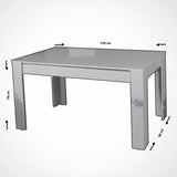 Masă dining extensibilă Bois - Shiny White, Alb, 78x90x150 cm