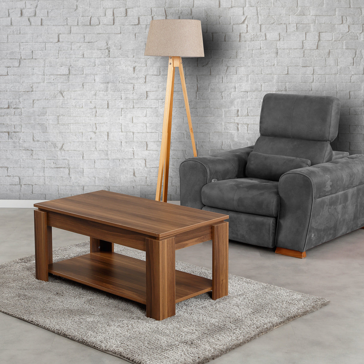 Măsuță de cafea Shelf, Nuc, 104x56x47 cm