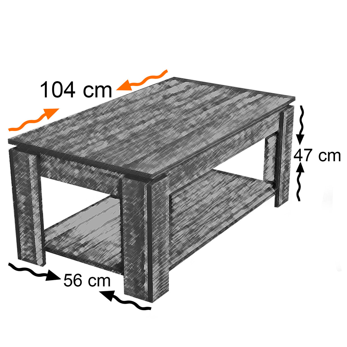 Măsuță de cafea Shelf, Nuc, 104x56x47 cm