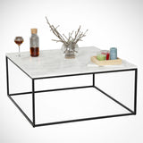 Masa de cafea Nancy Homestore, Lemn/Metal, 75 x 75 x 43 cm - Alb negru, SKU 801CMY2850