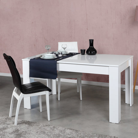 Masă dining extensibilă Oblo - Shiny White, Alb, 130x80x78 cm