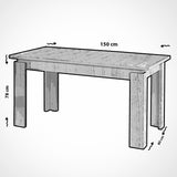 Masa Dining Extensibila, Stejar deschis, 150 x 78 x 80 cm