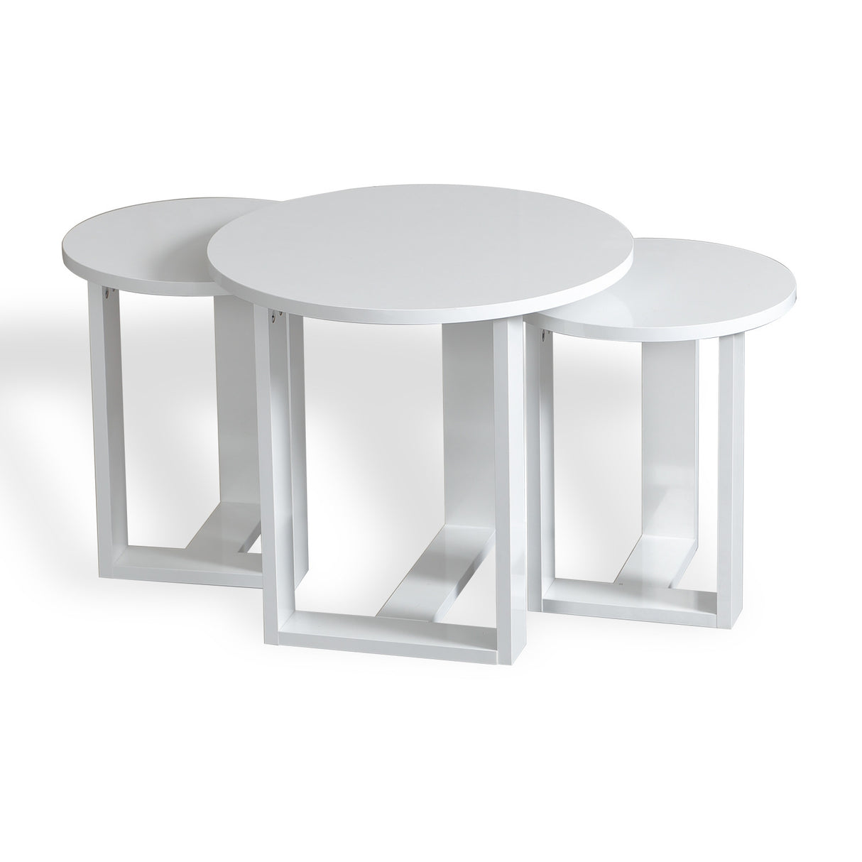 Set 3 măsuțe de cafea Mira, Diverse culori, 52x52x47 cm - Alb | SKU: 801CMY2925 | Set 3 măsuțe de cafea Mira, 52x52x47 cm, varianta Alb, produs pentru amenajarea locuinței, disponibil online în România la CasaMob