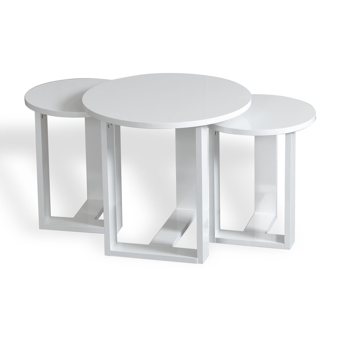 Alb | SKU: 801CMY2925 | Set 3 măsuțe de cafea Mira, 52x52x47 cm, varianta Alb, produs pentru amenajarea locuinței, disponibil online în România la CasaMob