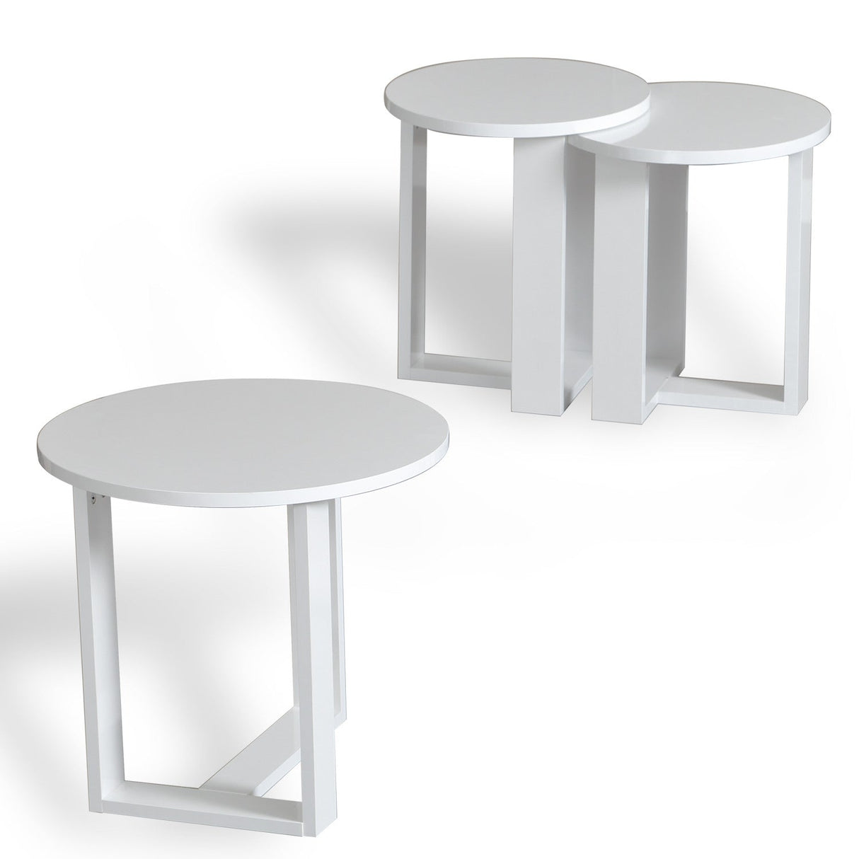Set 3 măsuțe de cafea Mira, Diverse culori, 52x52x47 cm - Alb | SKU: 801CMY2925 | Set 3 măsuțe de cafea Mira, 52x52x47 cm, varianta Alb, produs pentru amenajarea locuinței, disponibil online în România la CasaMob