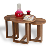 Set 3 măsuțe de cafea Mira, Diverse culori, 52x52x47 cm - Nuc | SKU: 801CMY2926 | Set 3 măsuțe de cafea Mira, 52x52x47 cm, varianta Nuc, produs pentru amenajarea locuinței, disponibil online în România la CasaMob