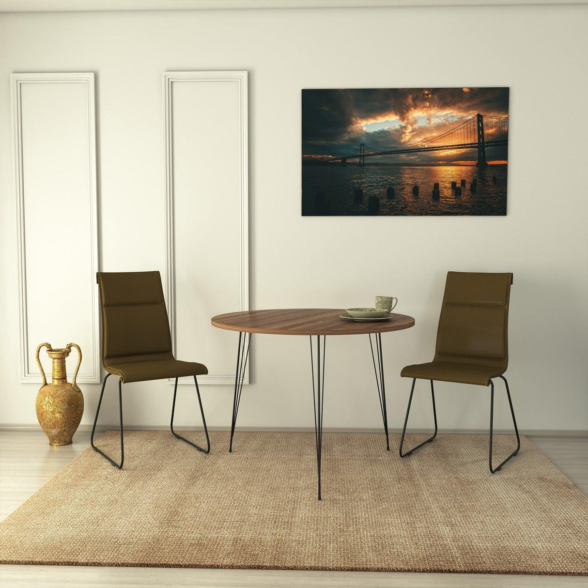 Masa Rotunda Sandalf Table Basic, Alb - Nuc - Negru, 90 x 75 x 90 cm - Maro, SKU 801CMY2930