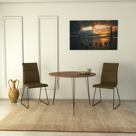Masa Rotunda Sandalf Table Basic, Alb - Nuc - Negru, 90 x 75 x 90 cm