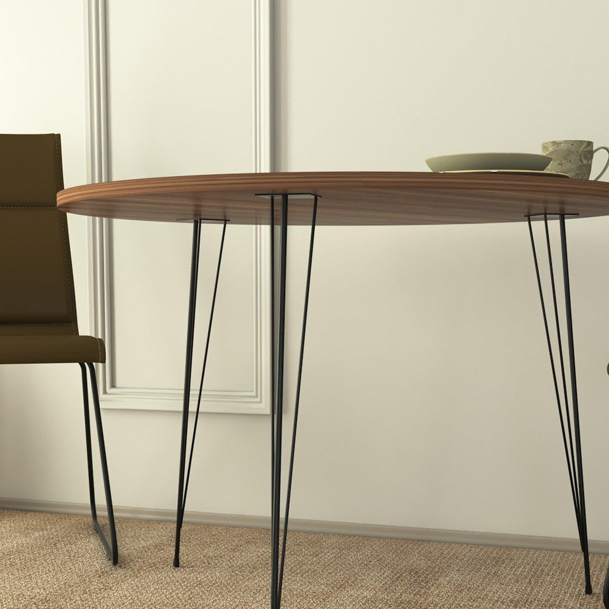 Masa Rotunda Sandalf Table Basic, Alb - Nuc - Negru, 90 x 75 x 90 cm - Maro, SKU 801CMY2930
