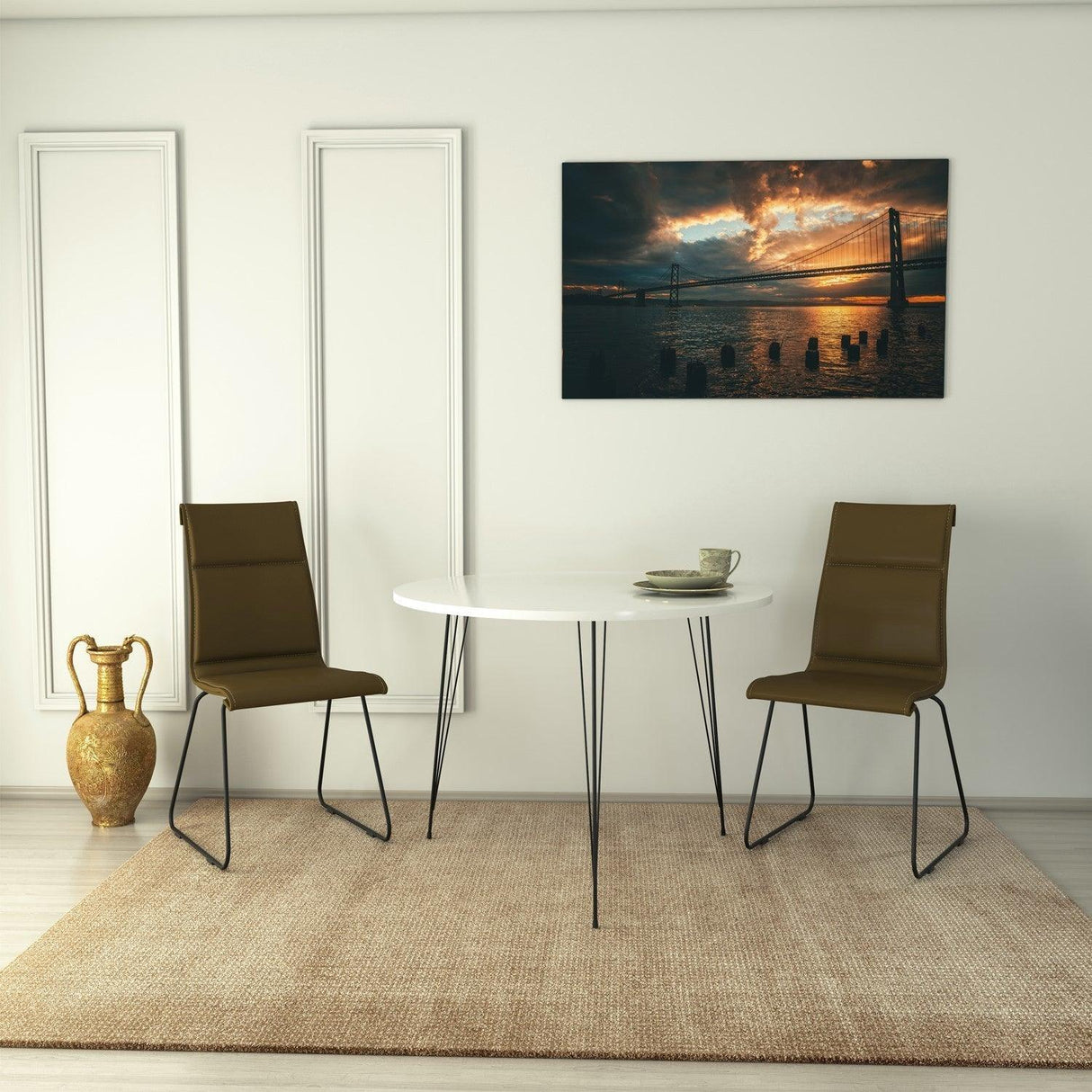 Masa Rotunda Sandalf Table Basic, Alb - Nuc - Negru, 90 x 75 x 90 cm - Alb, SKU 801CMY2930