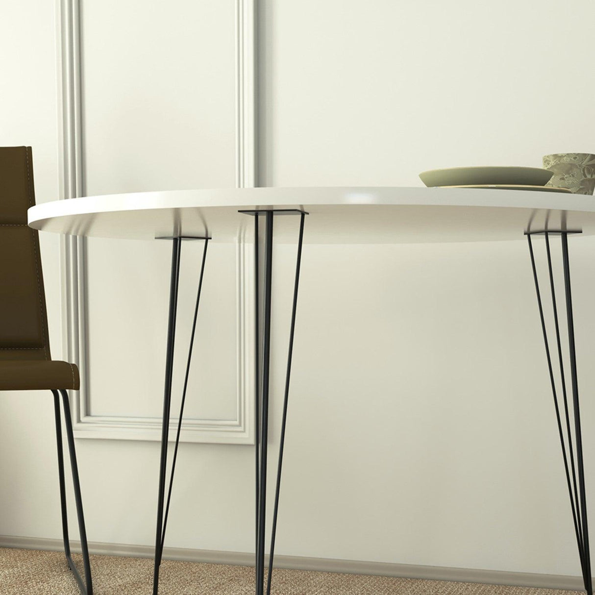 Masa Rotunda Sandalf Table Basic, Alb - Nuc - Negru, 90 x 75 x 90 cm - Alb, SKU 801CMY2930