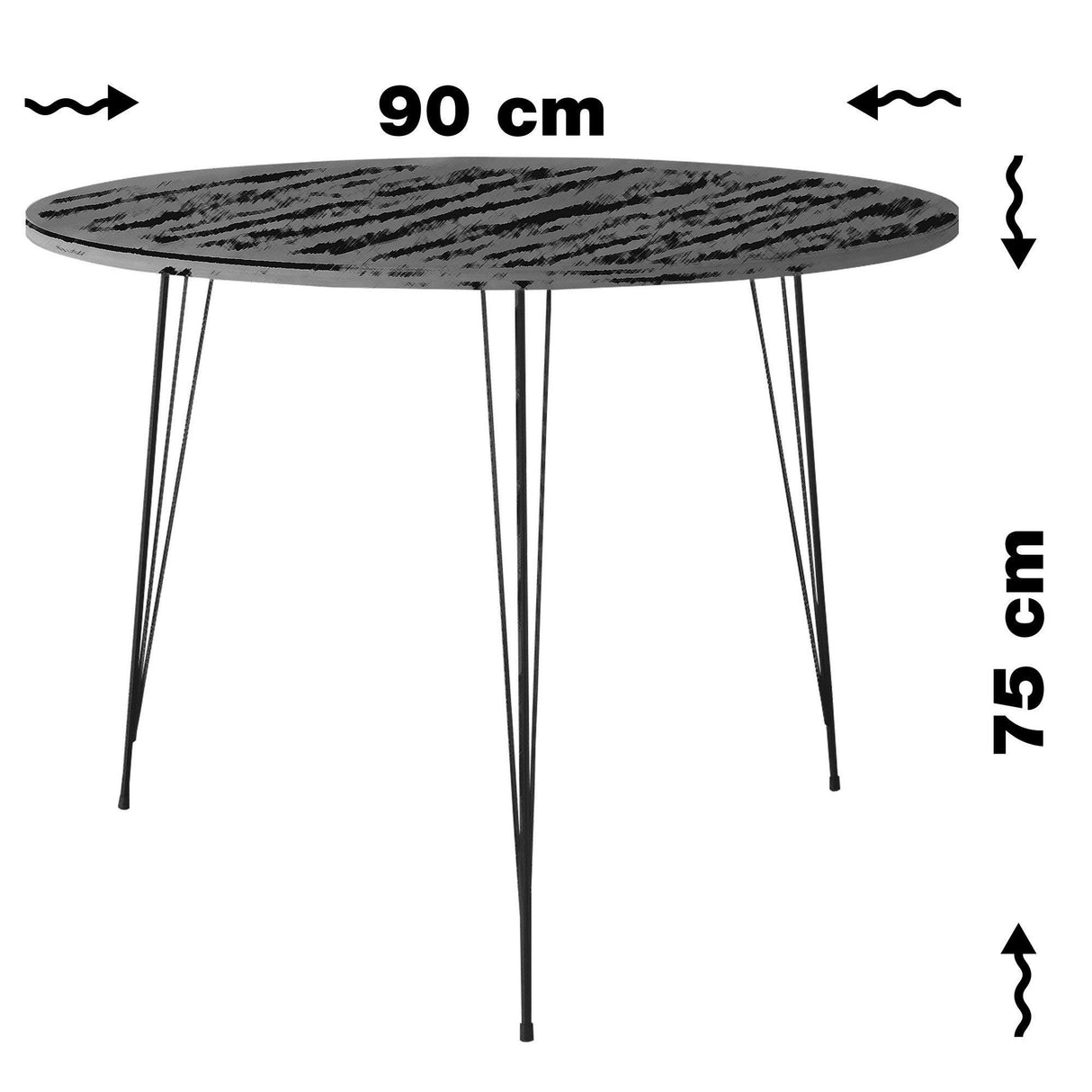 Masa Rotunda Sandalf Table Basic, Alb - Nuc - Negru, 90 x 75 x 90 cm - Alb, SKU 801CMY2930