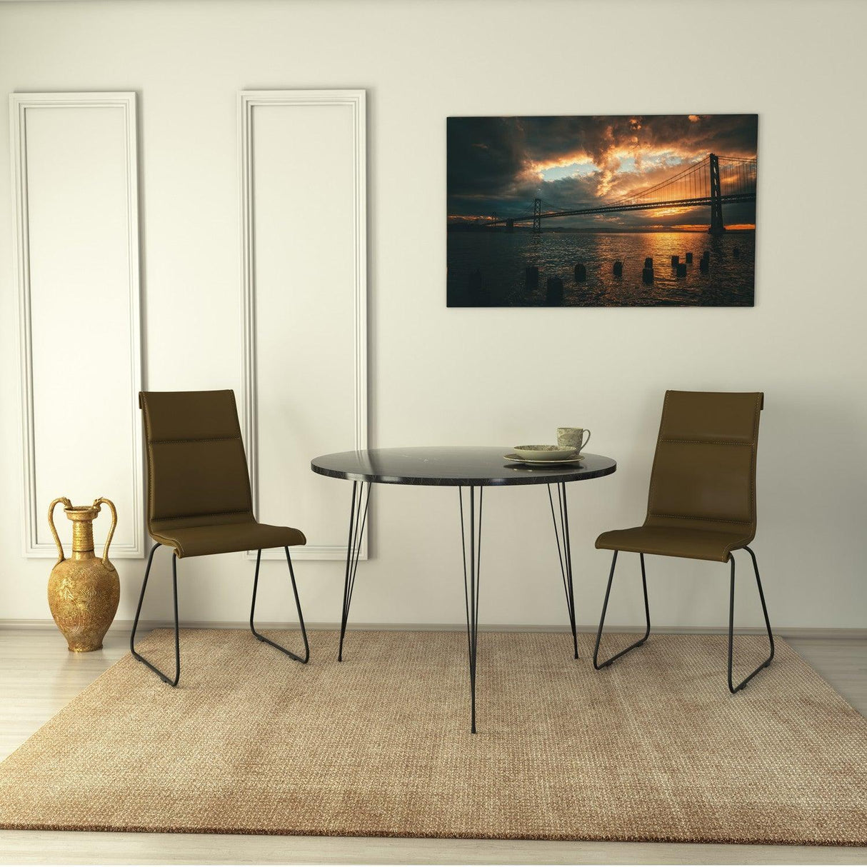 Masa Rotunda Sandalf Table Basic, Alb - Nuc - Negru, 90 x 75 x 90 cm - Negru, SKU 801CMY2930