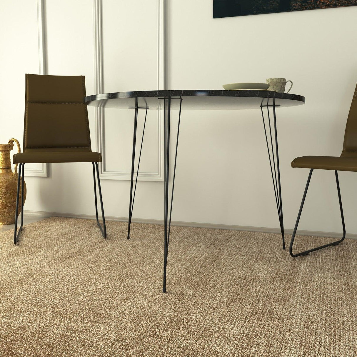 Masa Rotunda Sandalf Table Basic, Alb - Nuc - Negru, 90 x 75 x 90 cm - Negru, SKU 801CMY2930