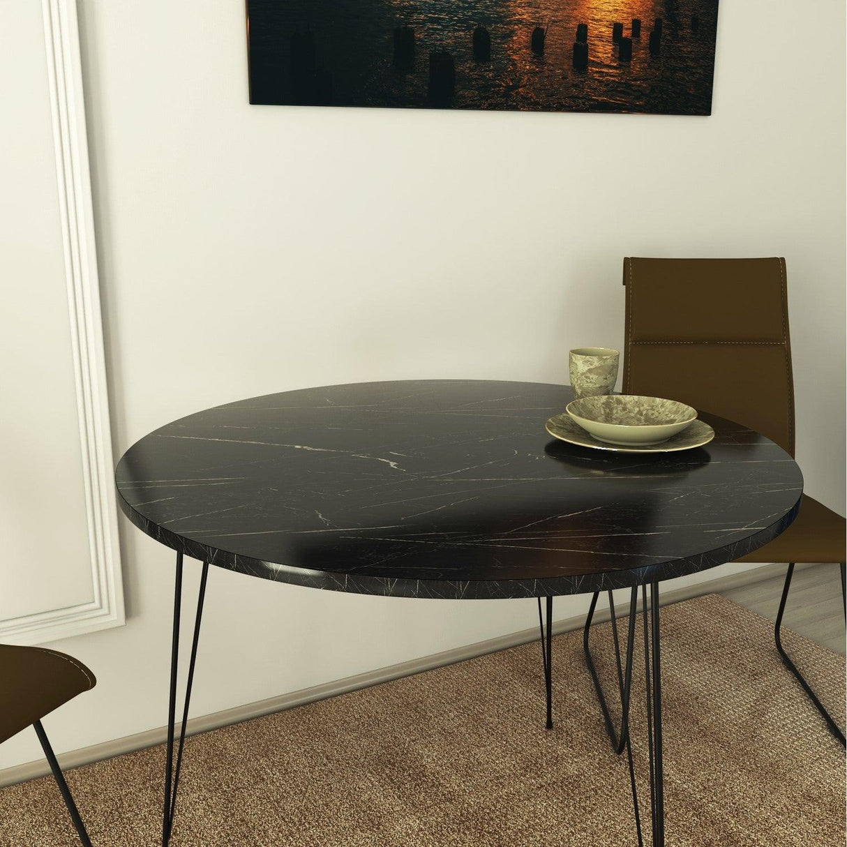 Masa Rotunda Sandalf Table Basic, Alb - Nuc - Negru, 90 x 75 x 90 cm - Negru, SKU 801CMY2930