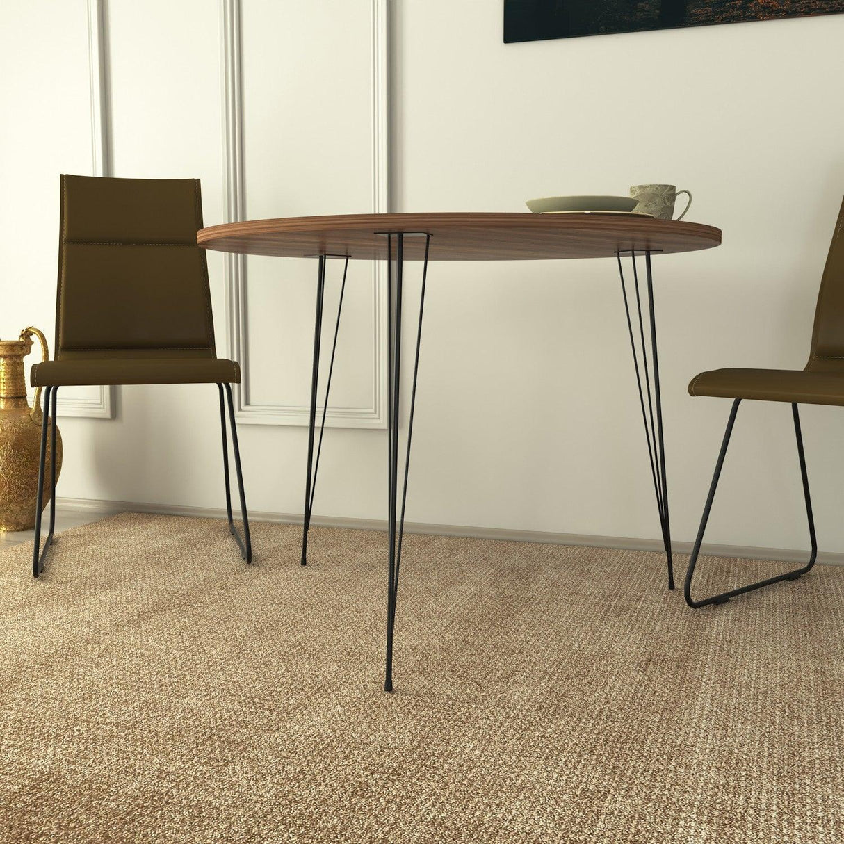 Masa Rotunda Sandalf Table Basic, Alb - Nuc - Negru, 90 x 75 x 90 cm - Maro, SKU 801CMY2930