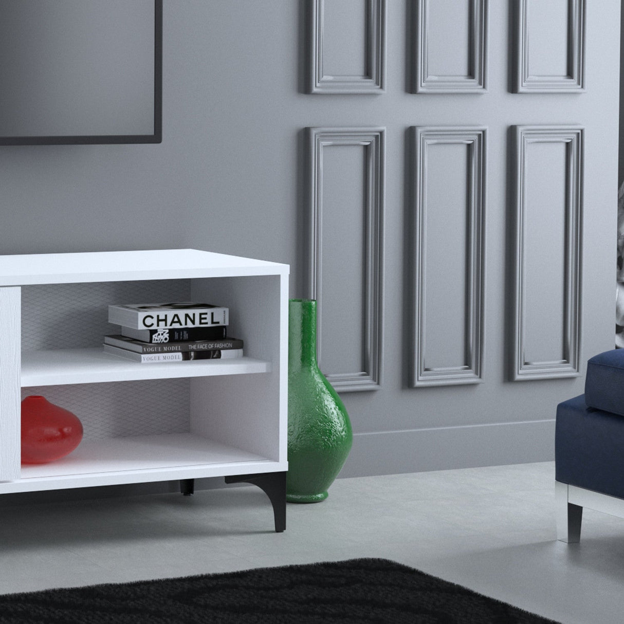 Comodă TV Revival 100, Diverse culori, 100x42x54 cm - Alb | SKU: 801CMY3001 | Comodă TV Revival 100, 100x42x54 cm, varianta Alb, produs pentru amenajarea locuinței, disponibil online în România la CasaMob
