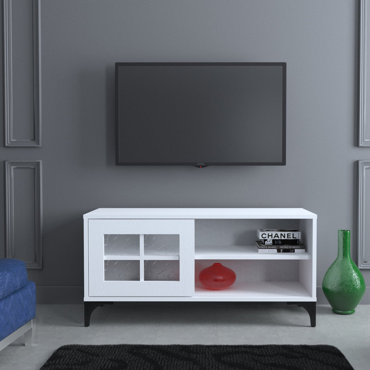 Comodă TV Revival 100, Diverse culori, 100x42x54 cm - Alb | SKU: 801CMY3001 | Comodă TV Revival 100, 100x42x54 cm, varianta Alb, produs pentru amenajarea locuinței, disponibil online în România la CasaMob