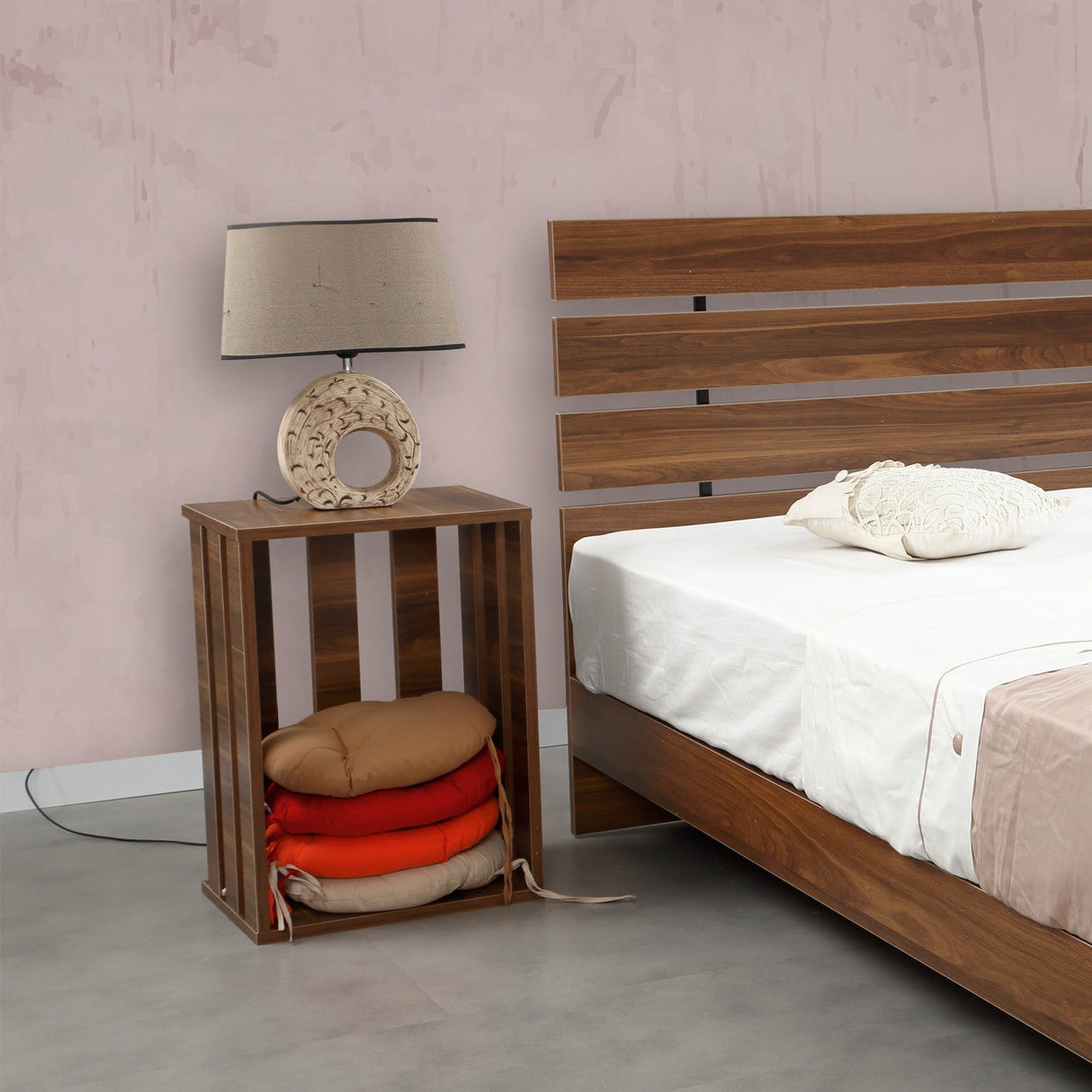Noptieră Fuga, Diverse culori, 60x33x43 cm - Nuc | SKU: 801CMY3407 | Noptieră Fuga, 60x33x43 cm, varianta Nuc, produs pentru amenajarea locuinței, disponibil online în România la CasaMob