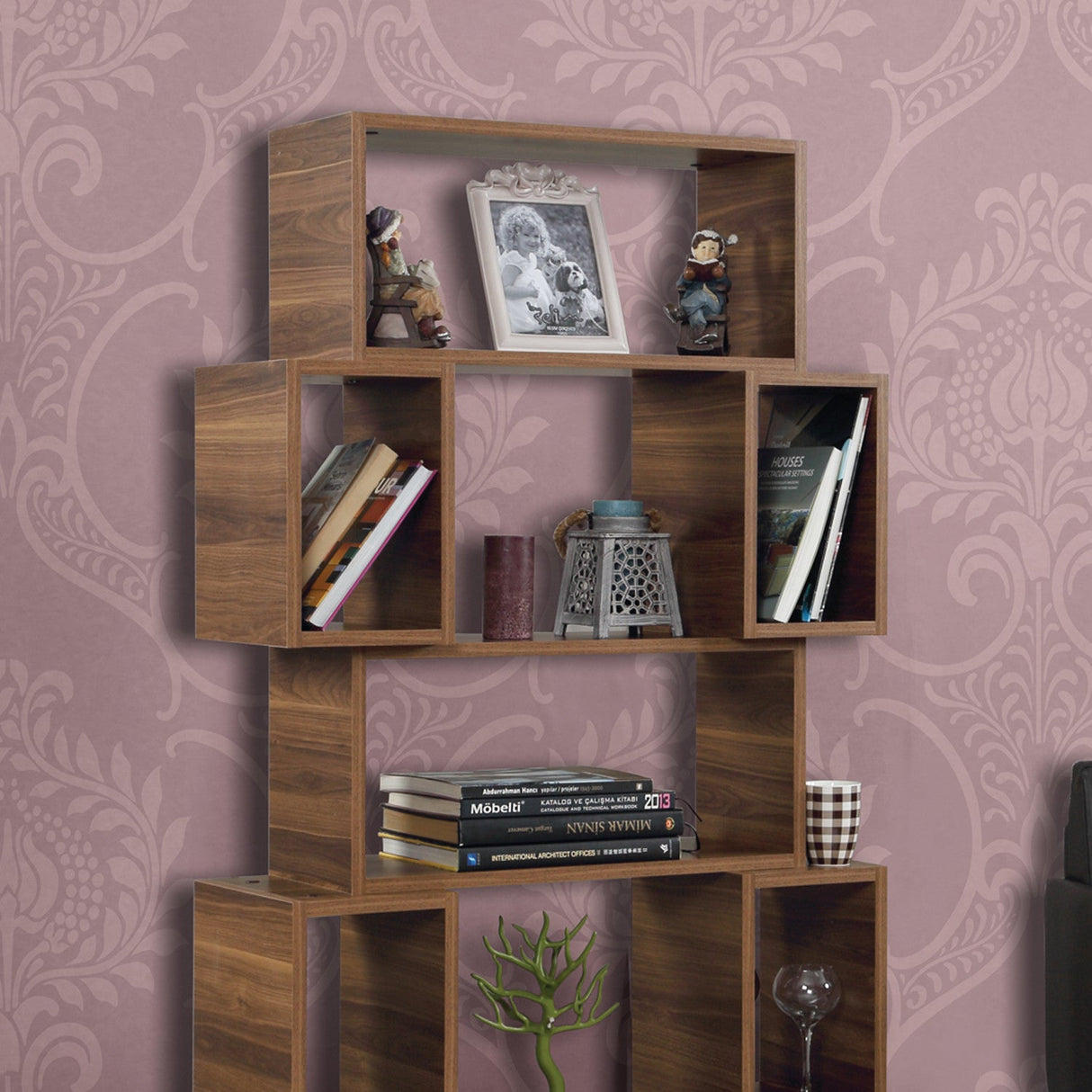 Bibliotecă Box, Diverse culori, 84x30x160 cm - Nuc | SKU: 801CMY3602 | Bibliotecă Box, 84x30x160 cm, varianta Nuc, produs pentru amenajarea locuinței, disponibil online în România la CasaMob