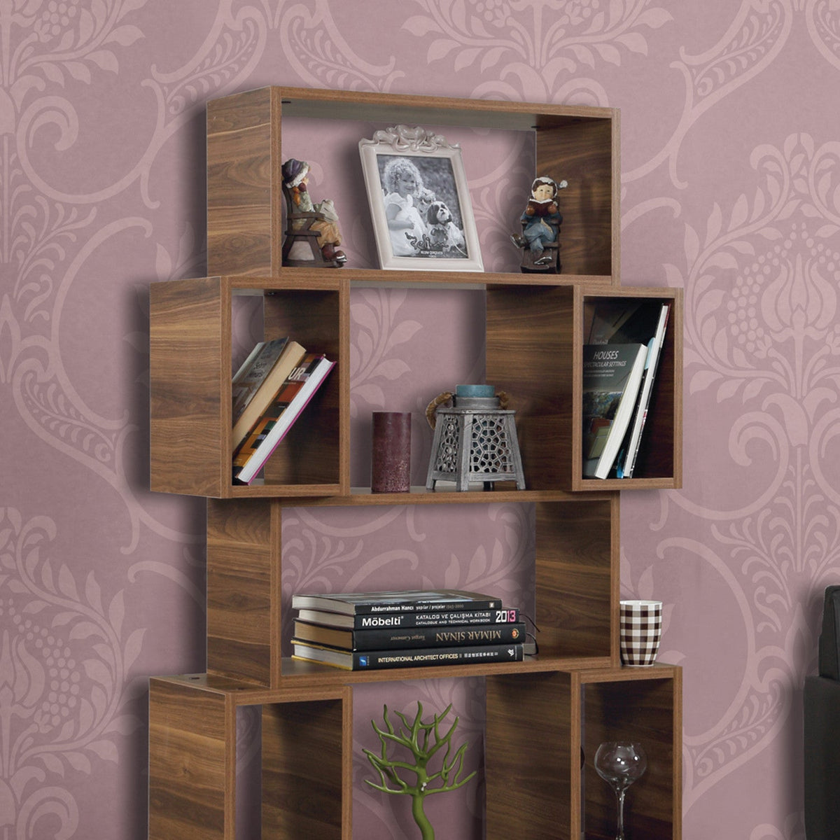 Nuc | SKU: 801CMY3602 | Bibliotecă Box, 84x30x160 cm, varianta Nuc, produs pentru amenajarea locuinței, disponibil online în România la CasaMob