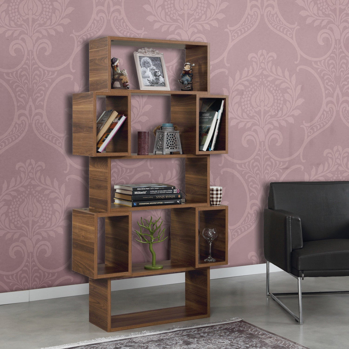 Bibliotecă Box, Diverse culori, 84x30x160 cm - Nuc | SKU: 801CMY3602 | Bibliotecă Box, 84x30x160 cm, varianta Nuc, produs pentru amenajarea locuinței, disponibil online în România la CasaMob