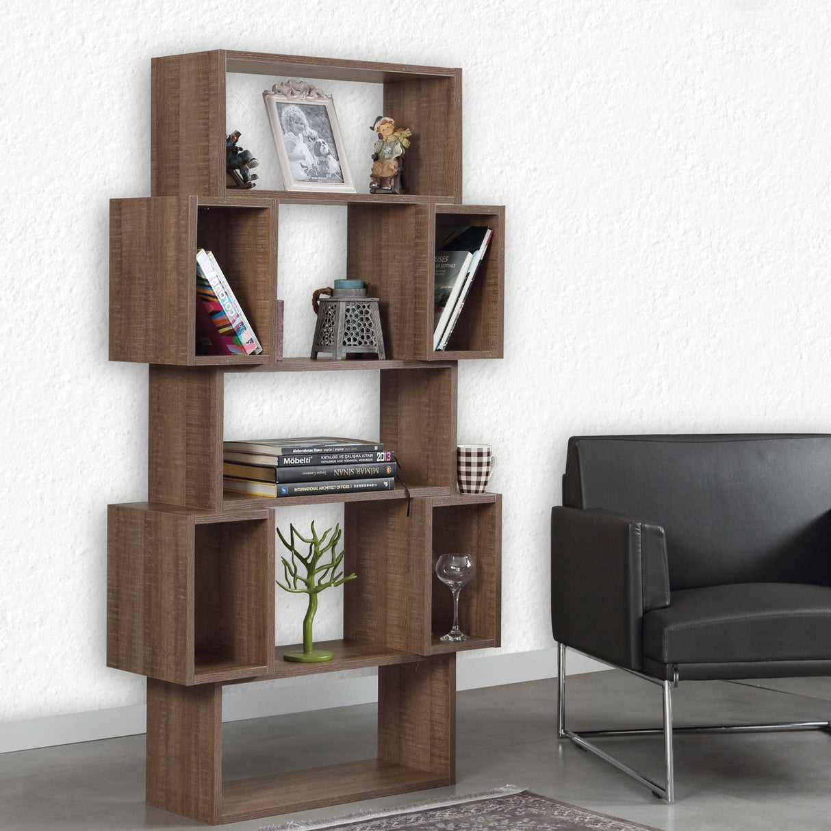 Bibliotecă Box, Diverse culori, 84x30x160 cm - Dark oak | SKU: 801CMY3603 | Bibliotecă Box, 84x30x160 cm, varianta Dark oak, produs pentru amenajarea locuinței, disponibil online în România la CasaMob