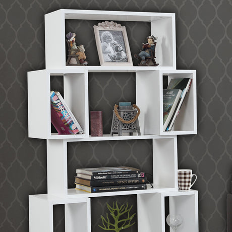 Bibliotecă Box - Shiny White, Alb, 84x30x160 cm