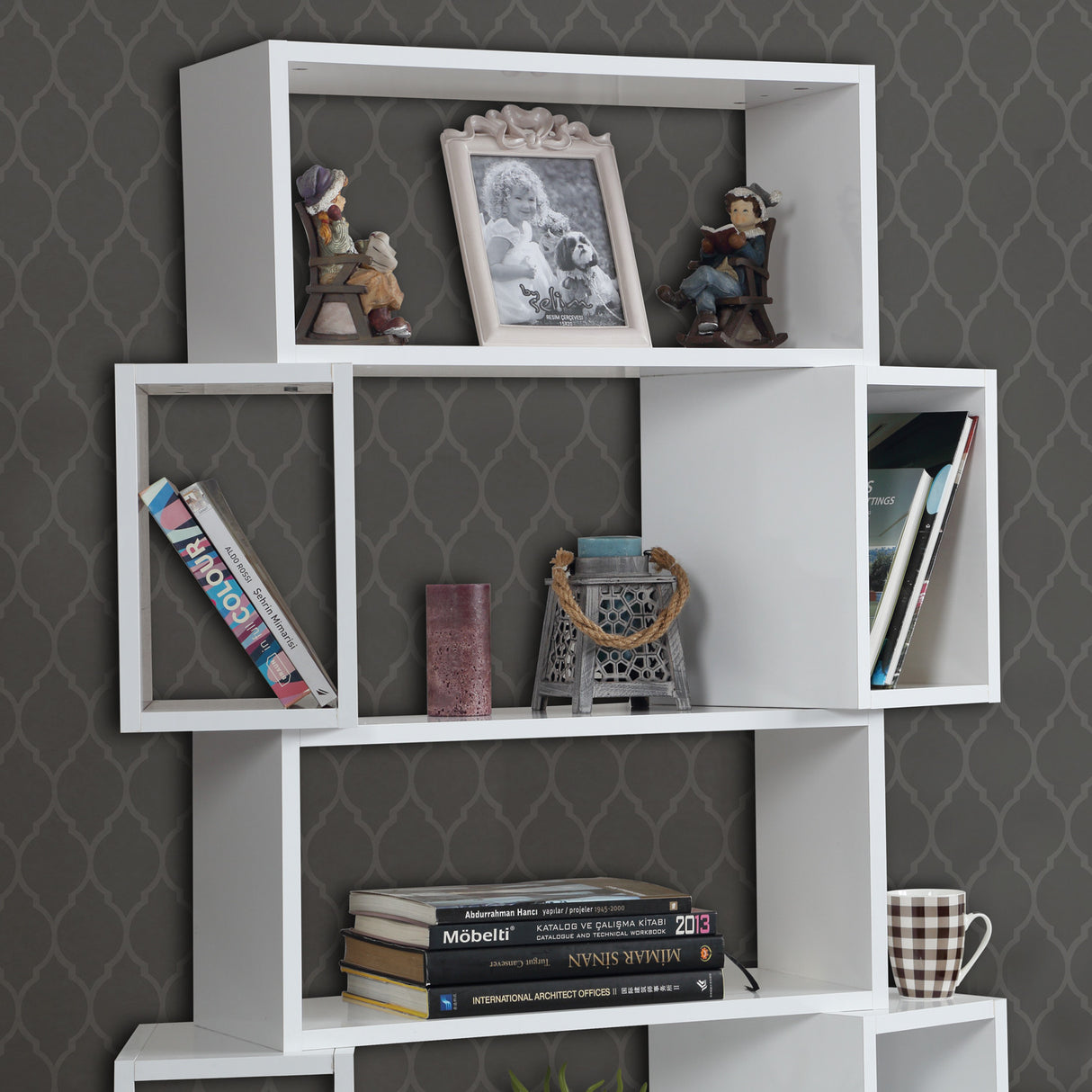 Bibliotecă Box - Shiny White, Alb, 84x30x160 cm