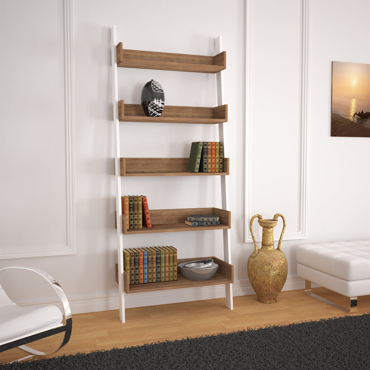 Bibliotecă Only, Dark oak, 80x32x195 cm