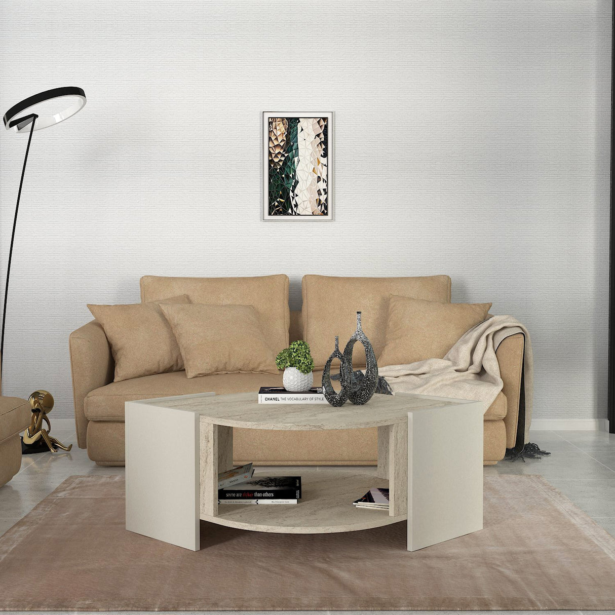 Măsuță de cafea Marble, Travertin - Sandstone, 75x75x40 cm