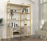 Bibliotecă Santana, Travertin - Auriu, 120x39x180 cm