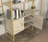 Bibliotecă Santana, Travertin - Auriu, 120x39x180 cm