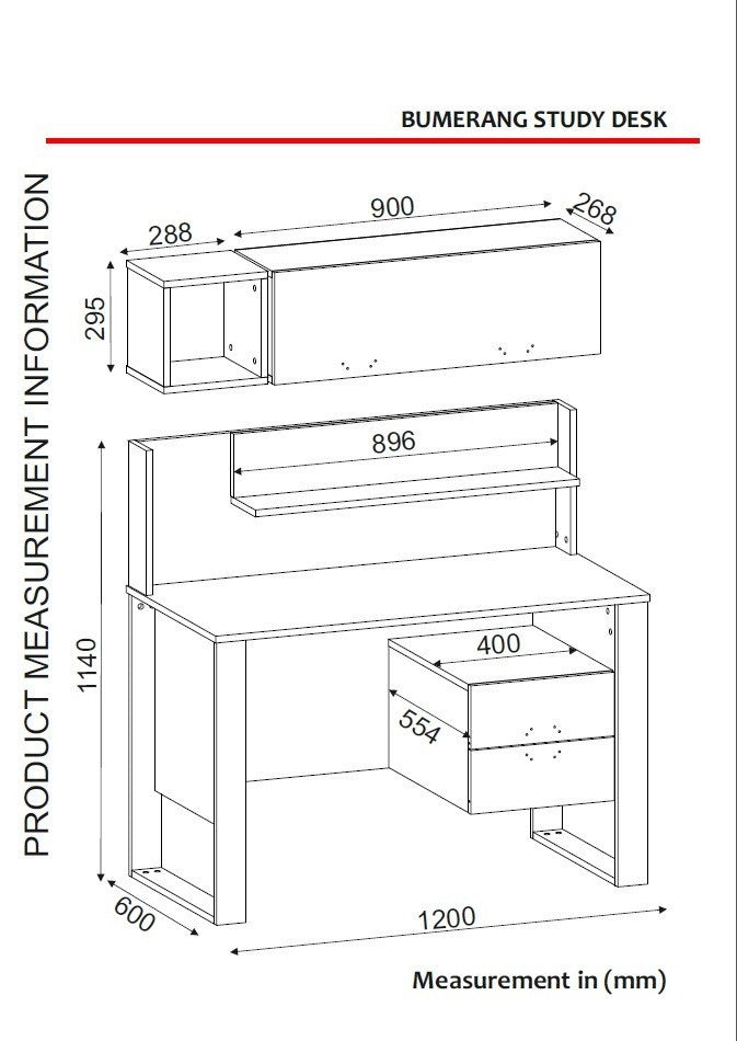 Birou Bumerang, Nuc - Antracit, 120x60x114 cm