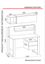 Birou Bumerang, Nuc - Antracit, 120x60x114 cm