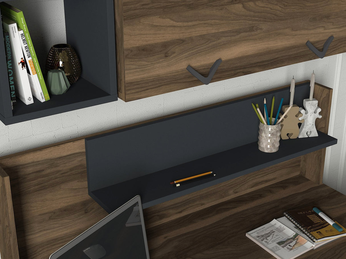 Birou Bumerang, Nuc - Antracit, 120x60x114 cm