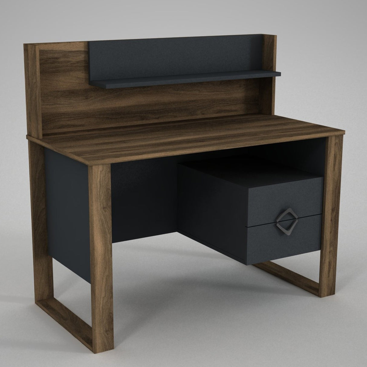 Birou Bumerang, Nuc - Antracit, 120x60x114 cm
