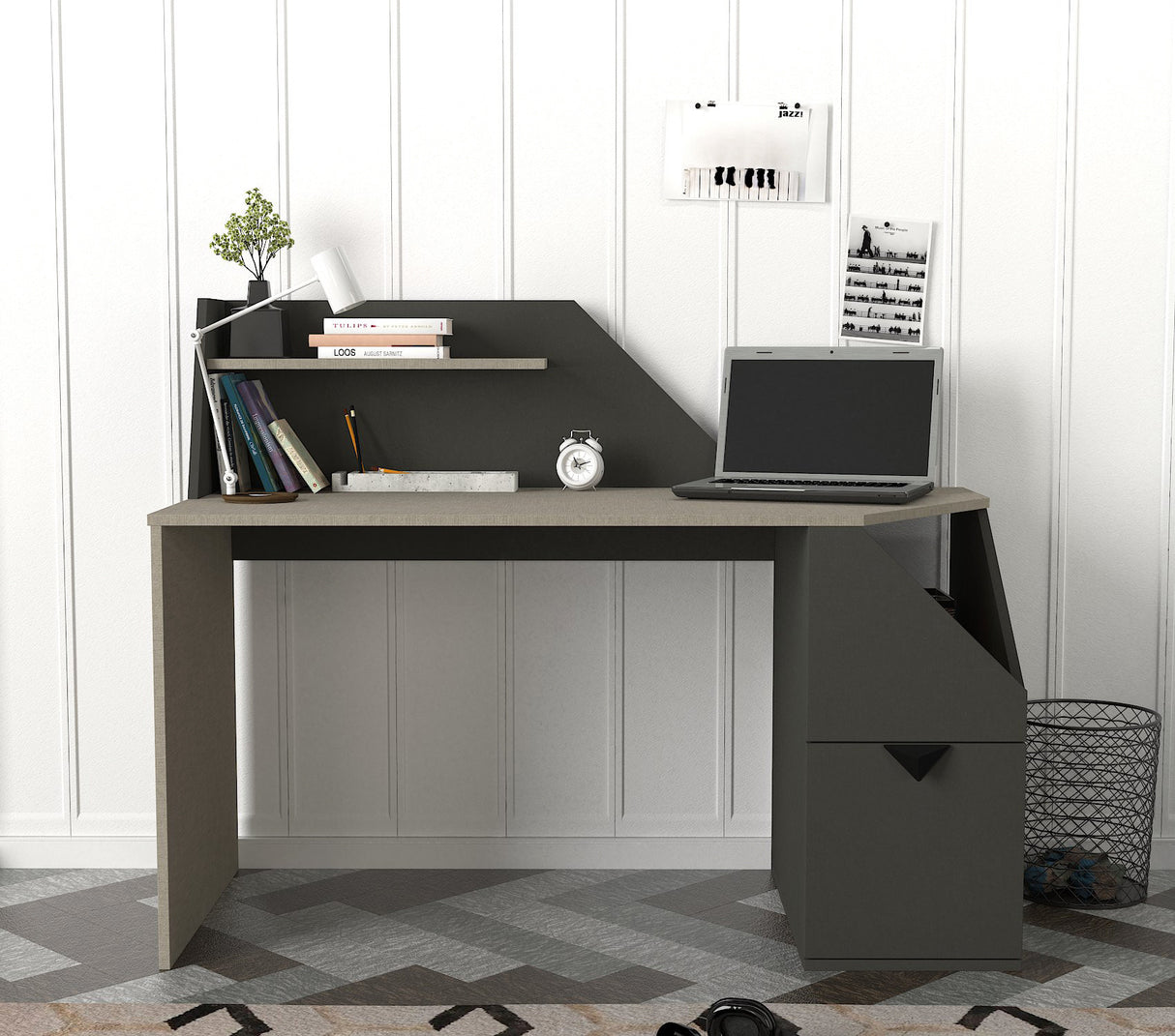 Birou Gusto, Antracit, 140x60x74 cm