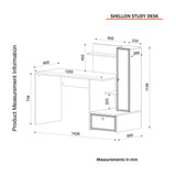 Birou Shellon, Alb, 143x60x116 cm