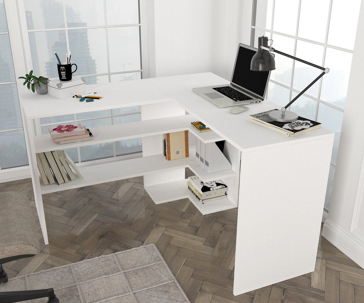 Birou Stylo, Diverse culori, 120x120x74 cm - Alb | SKU: 804TRH3817 | Birou Stylo, 120x120x74 cm, varianta Alb, produs pentru amenajarea locuinței, disponibil online în România la CasaMob