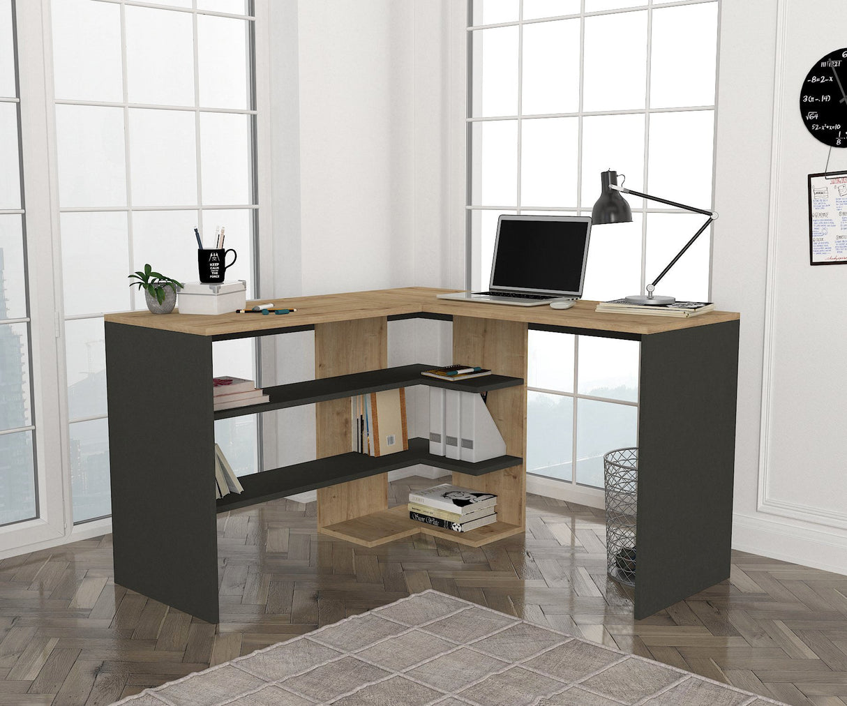 Birou Stylo, Diverse culori, 120x120x74 cm - Sapphire - Antracit | SKU: 804TRH3818 | Birou Stylo, 120x120x74 cm, varianta Sapphire - Antracit, produs pentru amenajarea locuinței, disponibil online în România la CasaMob