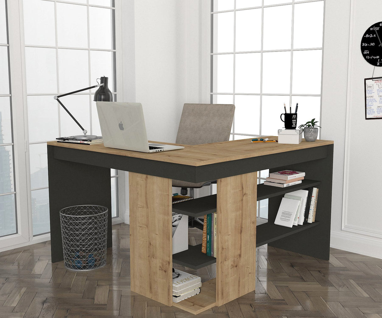 Birou Stylo, Diverse culori, 120x120x74 cm - Sapphire - Antracit | SKU: 804TRH3818 | Birou Stylo, 120x120x74 cm, varianta Sapphire - Antracit, produs pentru amenajarea locuinței, disponibil online în România la CasaMob