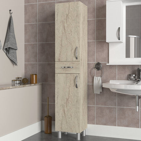 Dulap de baie Selin 2 Doors 1 Drawer, Travertin, 35x31x179 cm