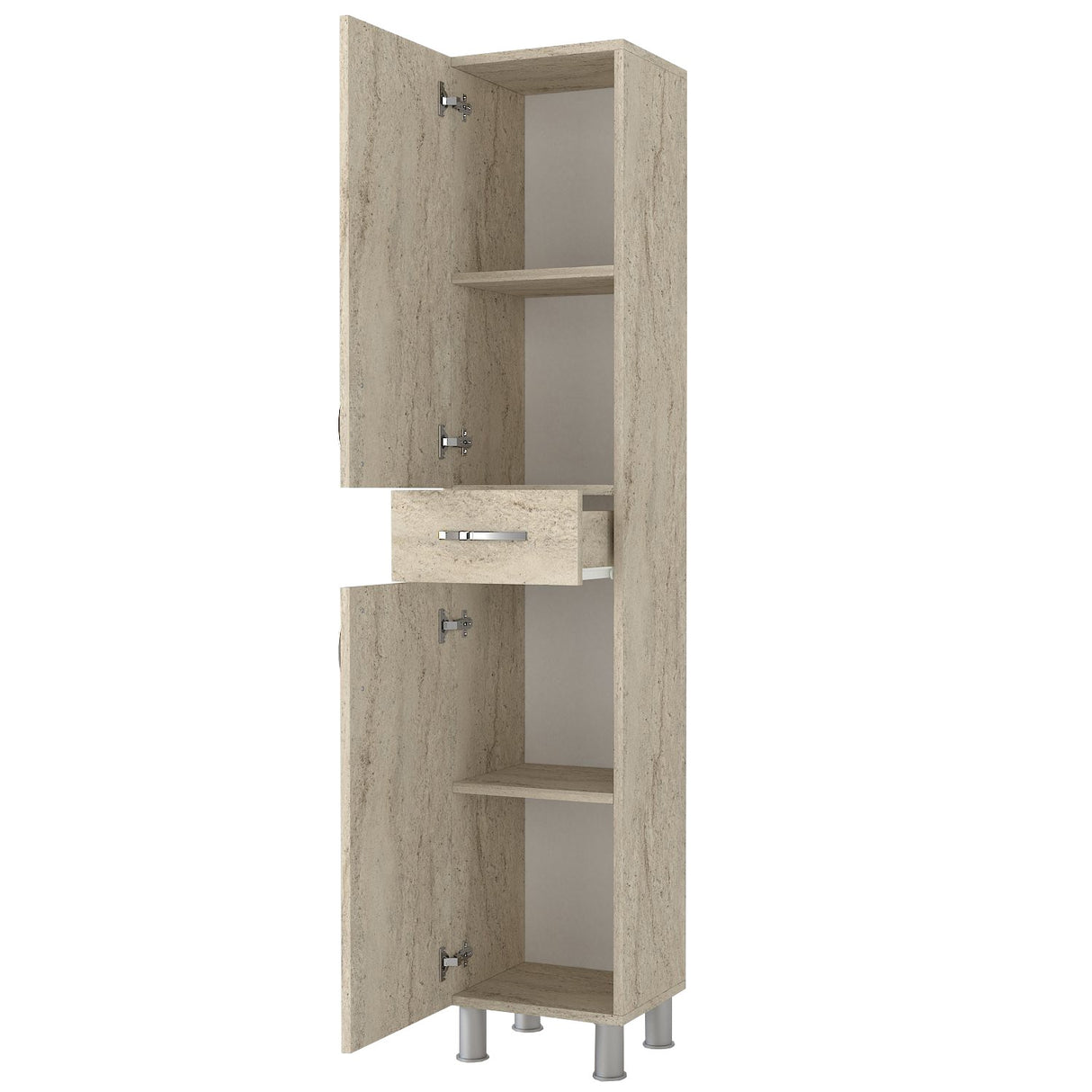 Dulap de baie Selin 2 Doors 1 Drawer, Travertin, 35x31x179 cm
