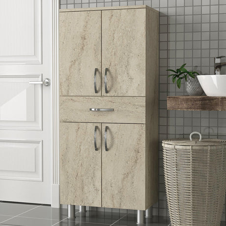 Dulap de baie Arizona 4 Doors, Travertin, 59x32x140 cm