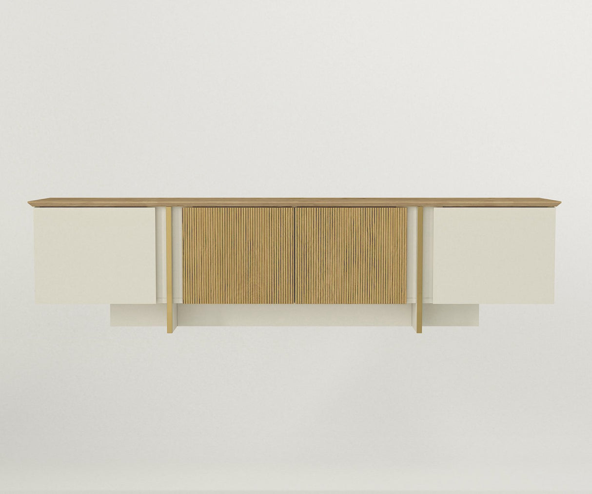Comodă TV Sion, Crem - Nuc, 180x35x45 cm